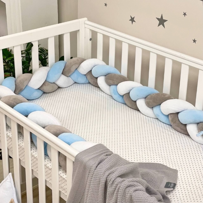 Protectie laterala patut bebe albastru-grafit (2)